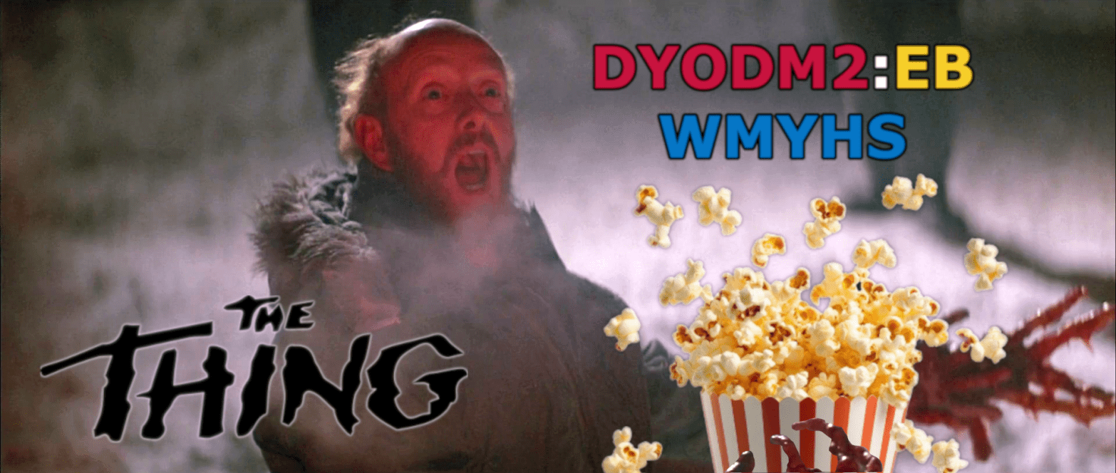 Dude seeing the thing for the first time and spilling he popcorn